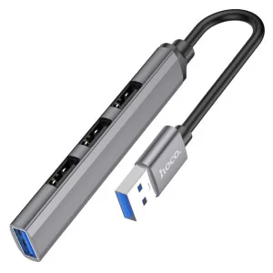 Адаптер Hoco HB26 4in1 USB3.0+USB2.0*3 [Metal-Gray]